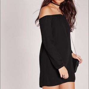 BLACK BARDOT DRESS
